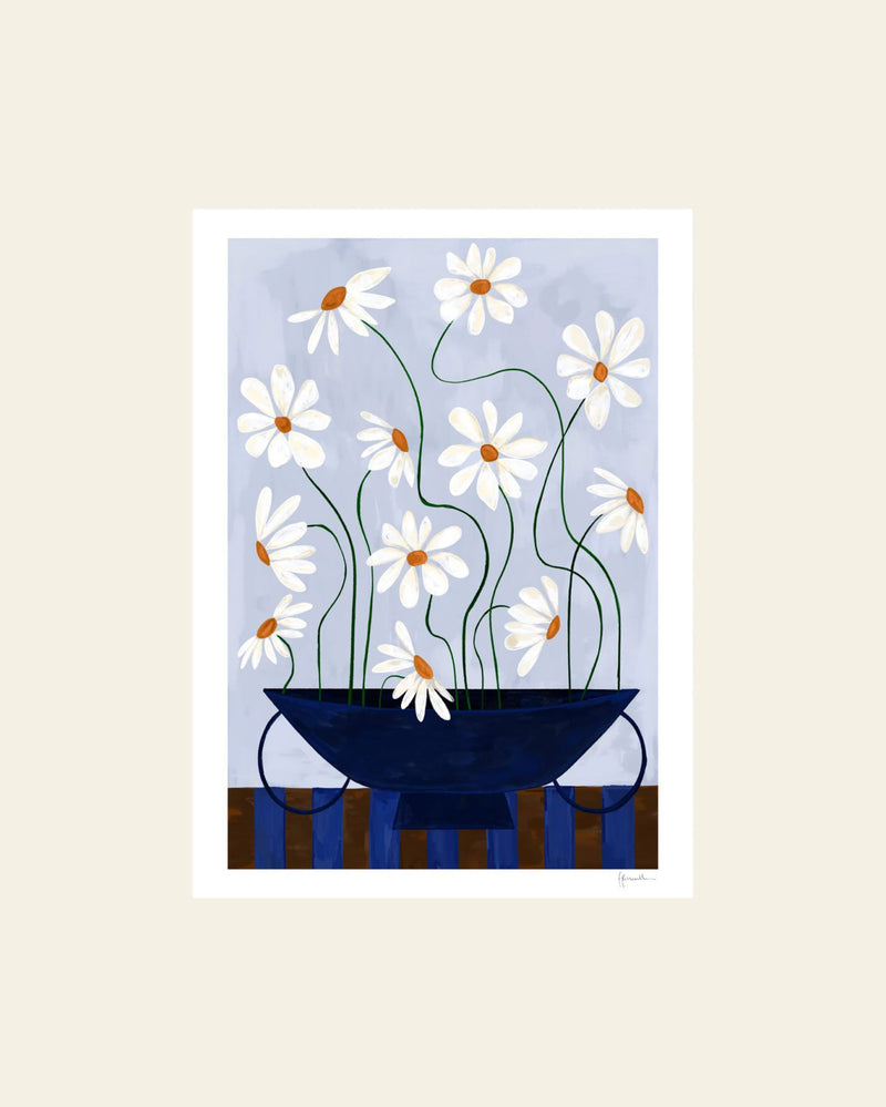 The Poster Club Frankie Penwill - Daisies in Blue Vase (50x70) - Poster
