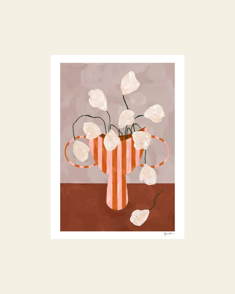 The Poster Club Frankie Penwill - White Flowers in Striped Vase (50x70) - Poster