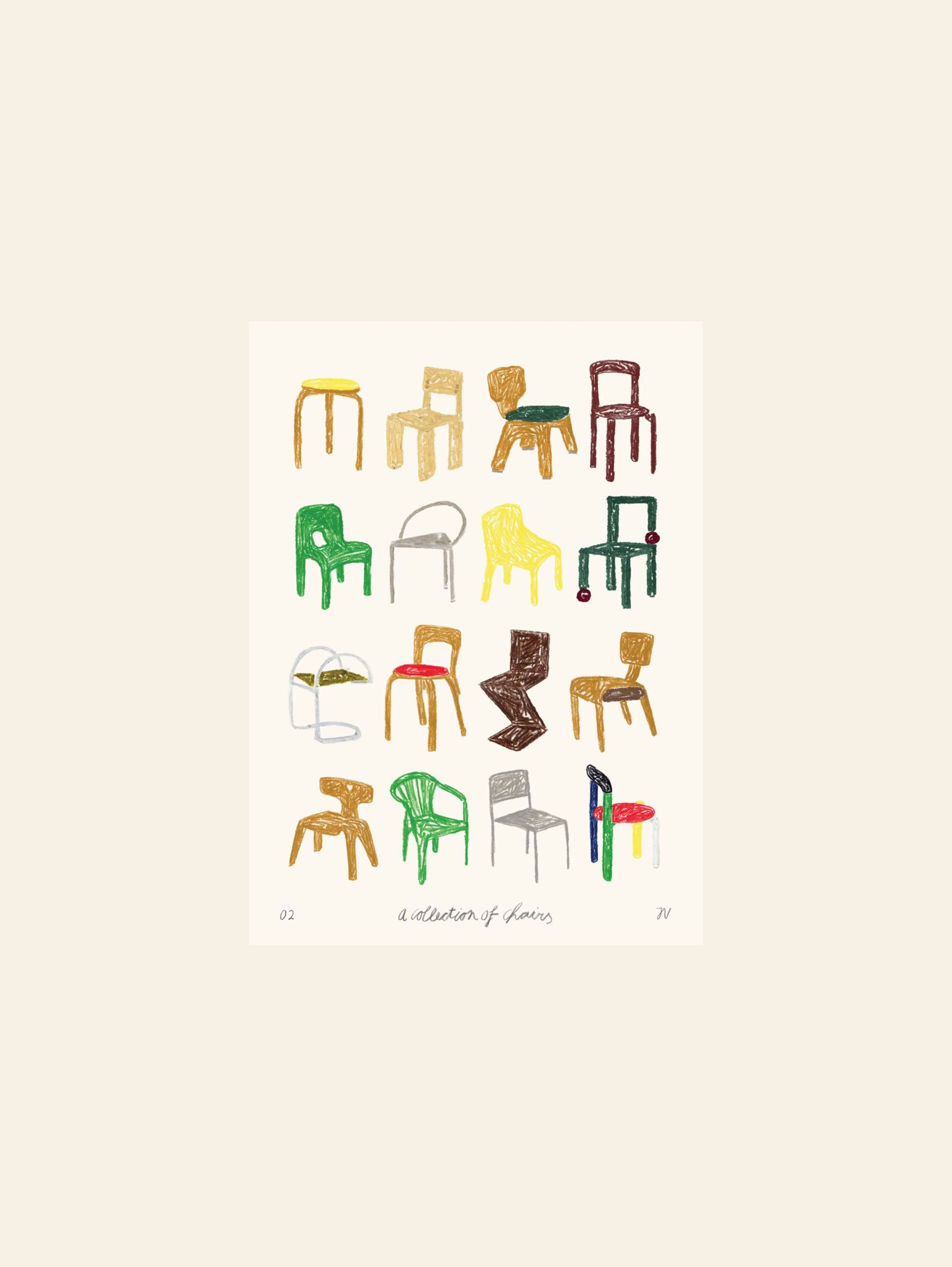The Poster Club Isabelle Vandeplassche A Collection of Chairs (30x40) Poster