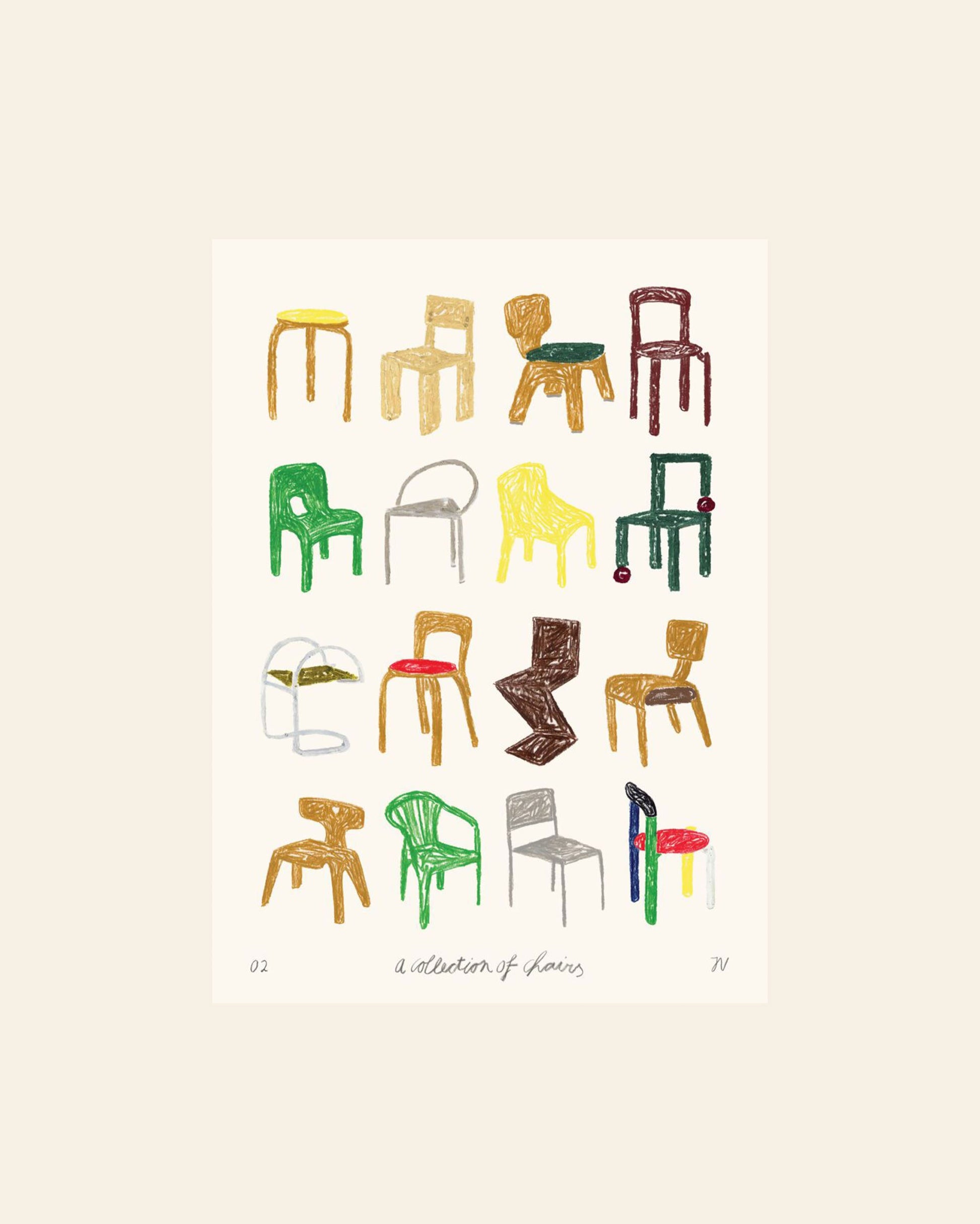 The Poster Club Isabelle Vandeplassche A Collection of Chairs (50x70) Poster