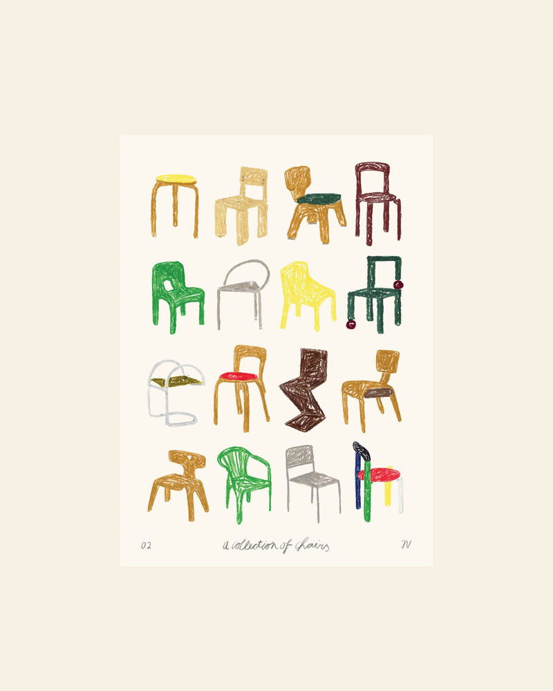 The Poster Club Isabelle Vandeplassche - A Collection of Chairs (50x70) - Poster
