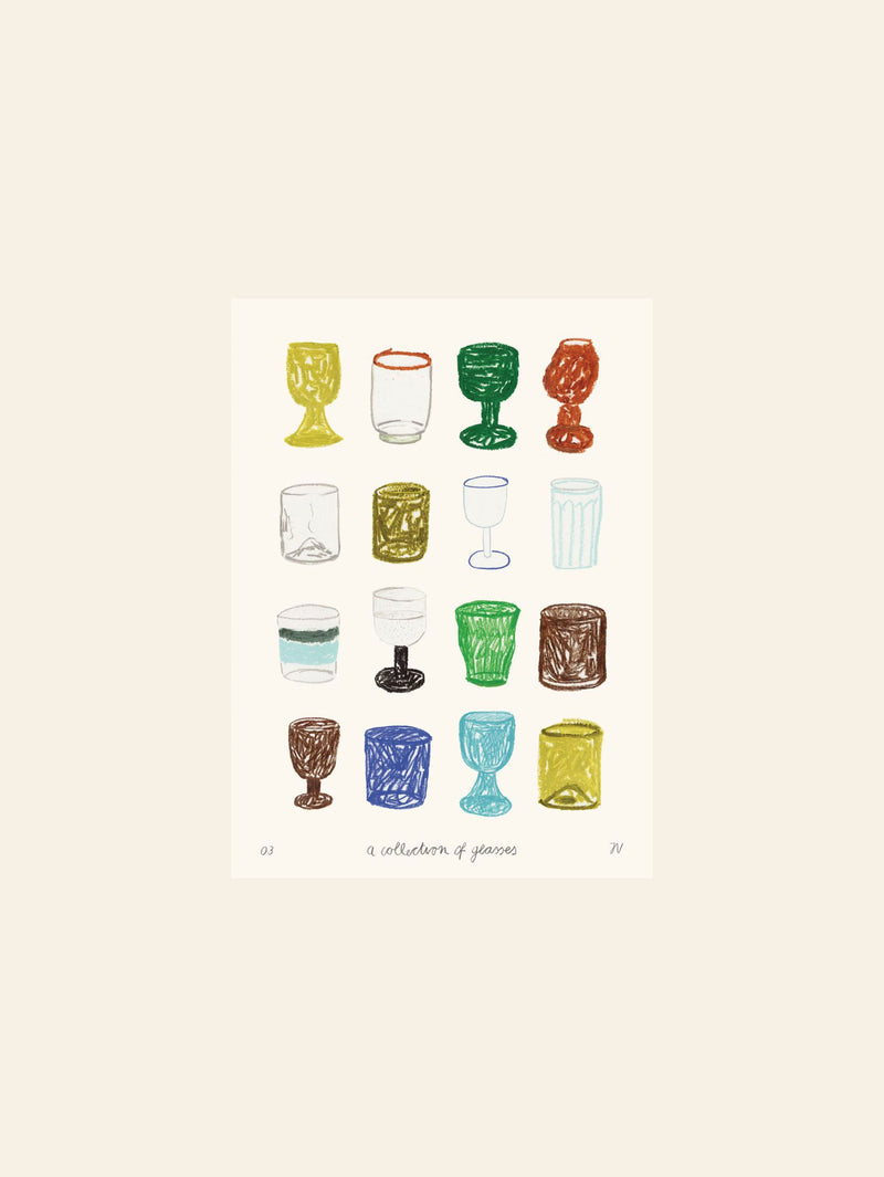 The Poster Club Isabelle Vandeplassche - A Collection of Glasses (30x40) - Poster