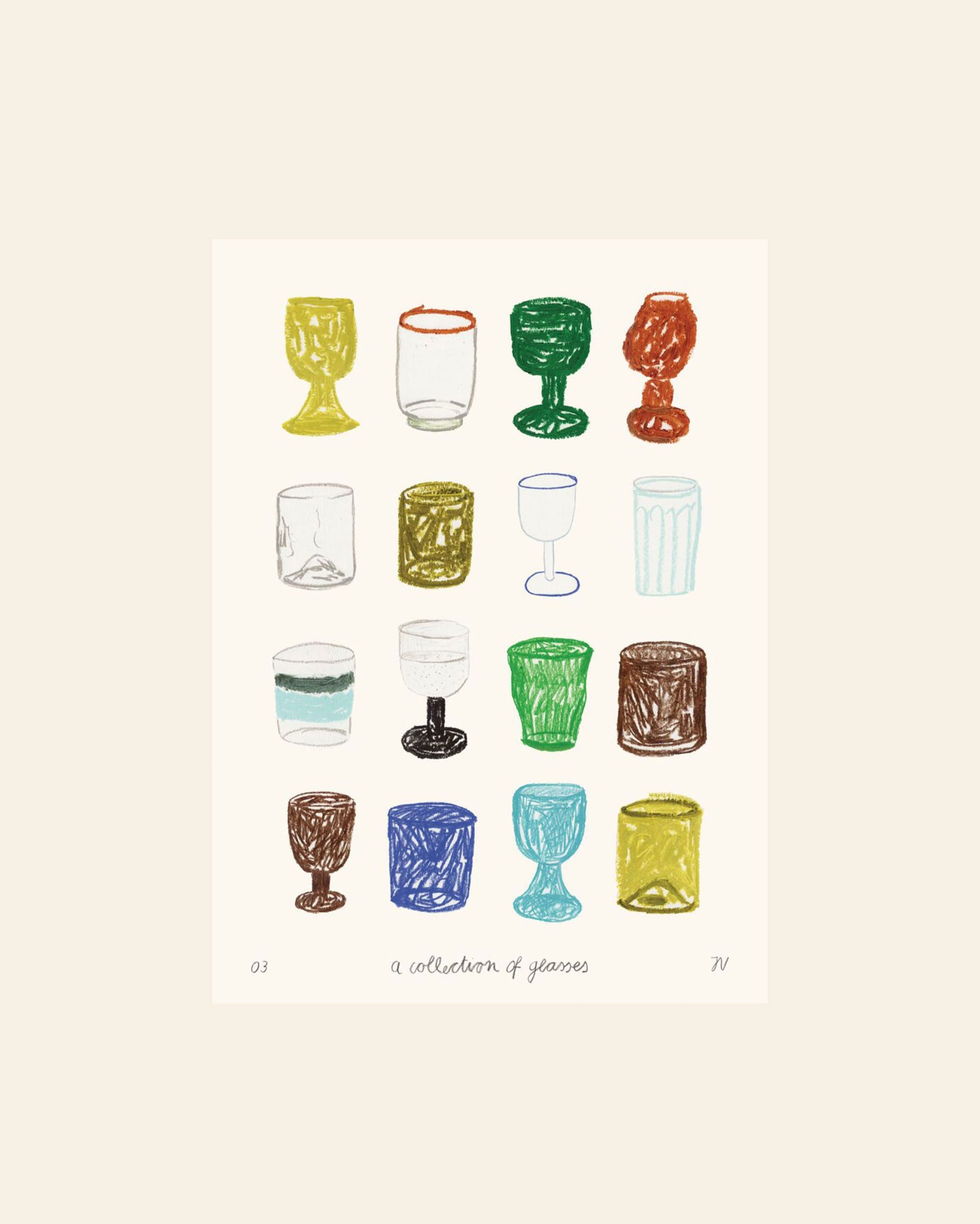 The Poster Club Isabelle Vandeplassche A Collection of Glasses (50x70) Poster