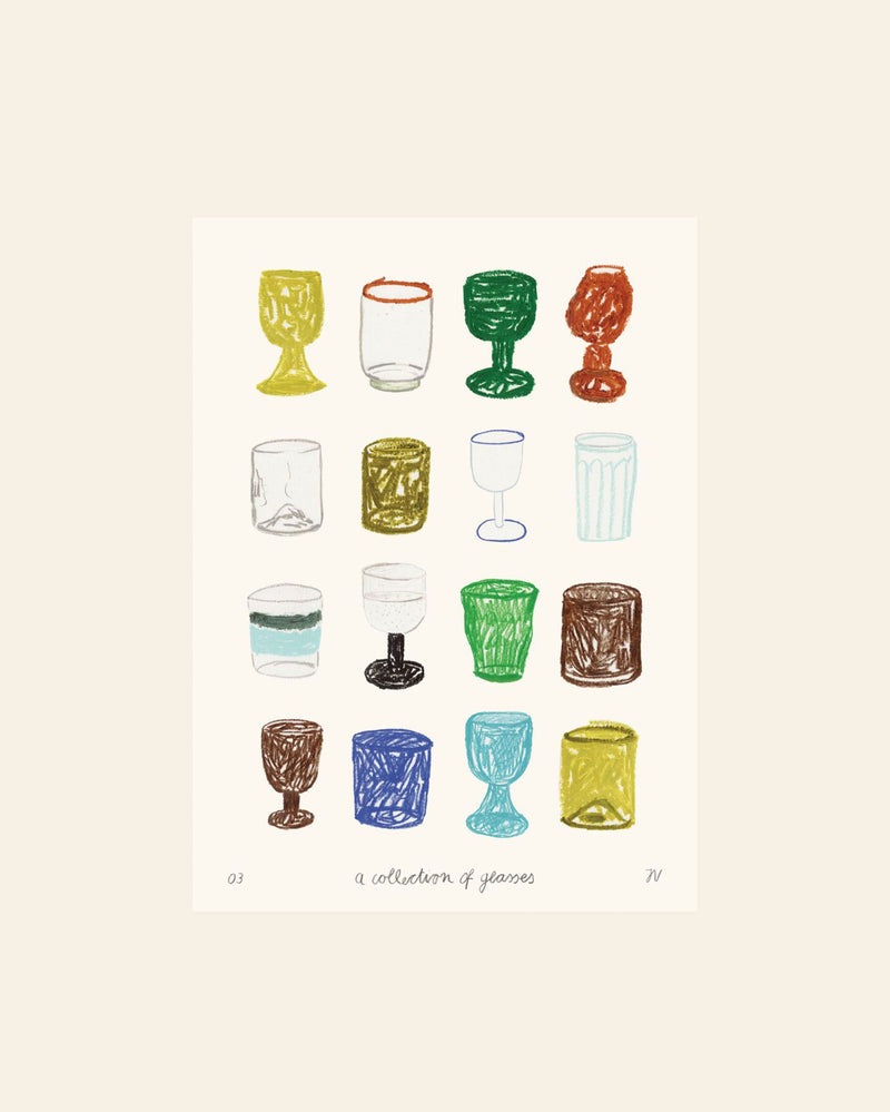 The Poster Club Isabelle Vandeplassche - A Collection of Glasses (50x70) - Poster