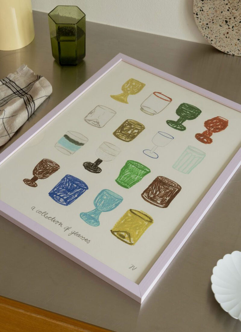 The Poster Club Isabelle Vandeplassche - A Collection of Glasses (50x70) - Poster
