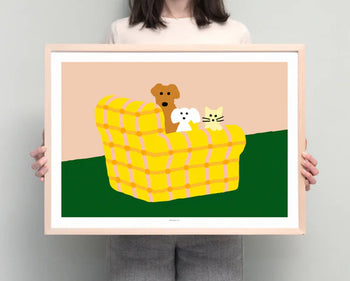 WARMGREY TAIL Armchair Dogs & Cat Poster (30x40)