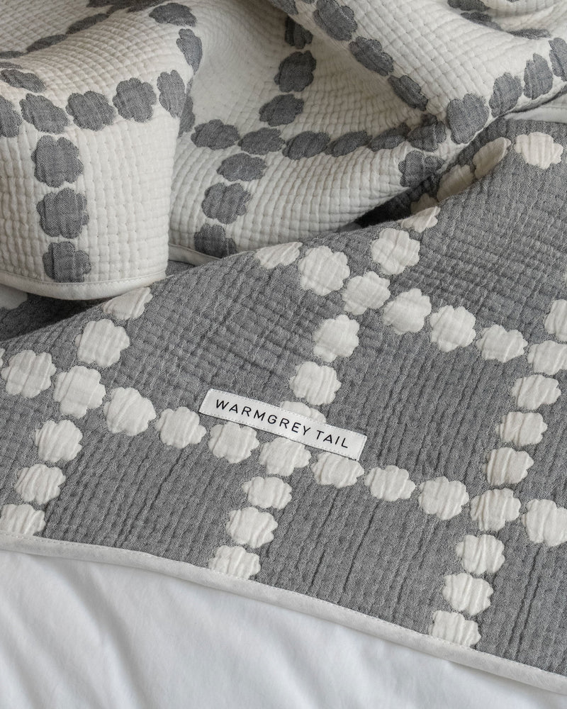WARMGREY TAIL Blossom Check Cotton Modal Blanket