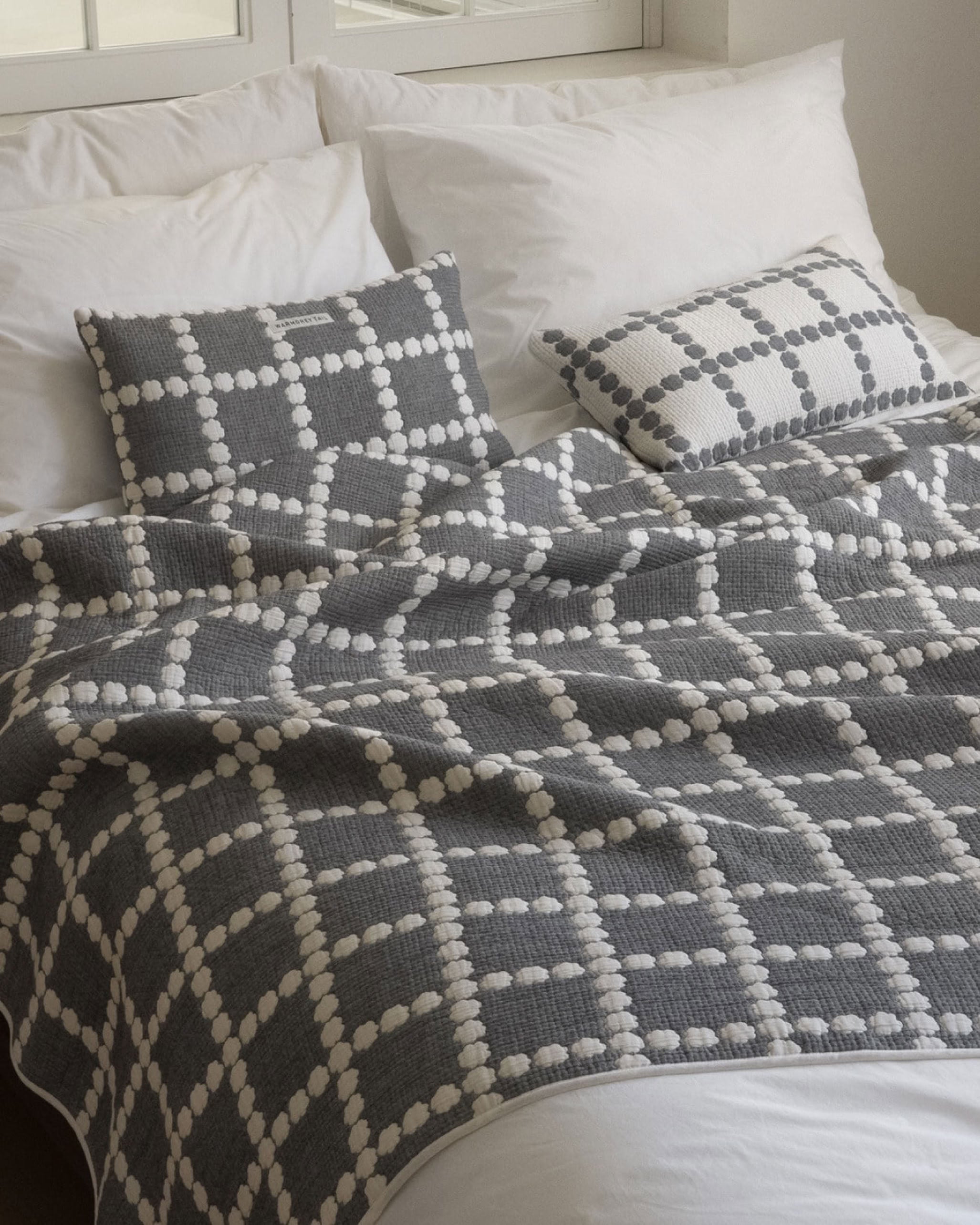 WARMGREY TAIL Blossom Check Cotton Modal Blanket