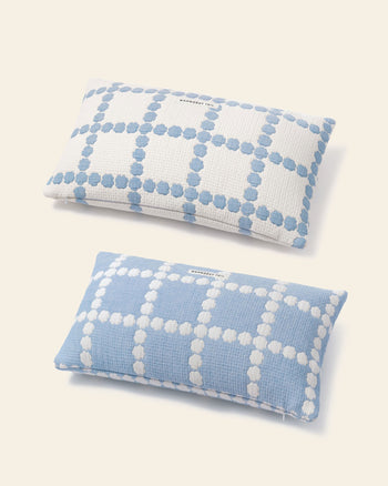WARMGREY TAIL Blossom Check Cotton Modal Cushion & Pillow Case Blue Base