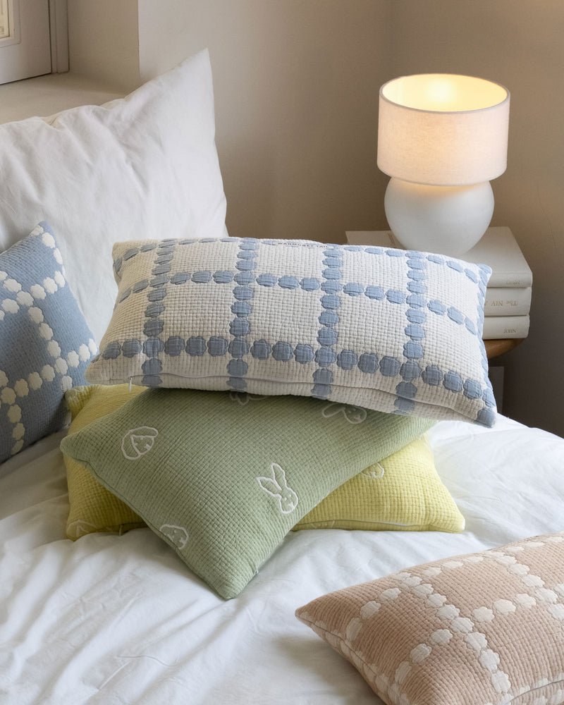 WARMGREY TAIL Blossom Check Cotton Modal Cushion & Pillow Case