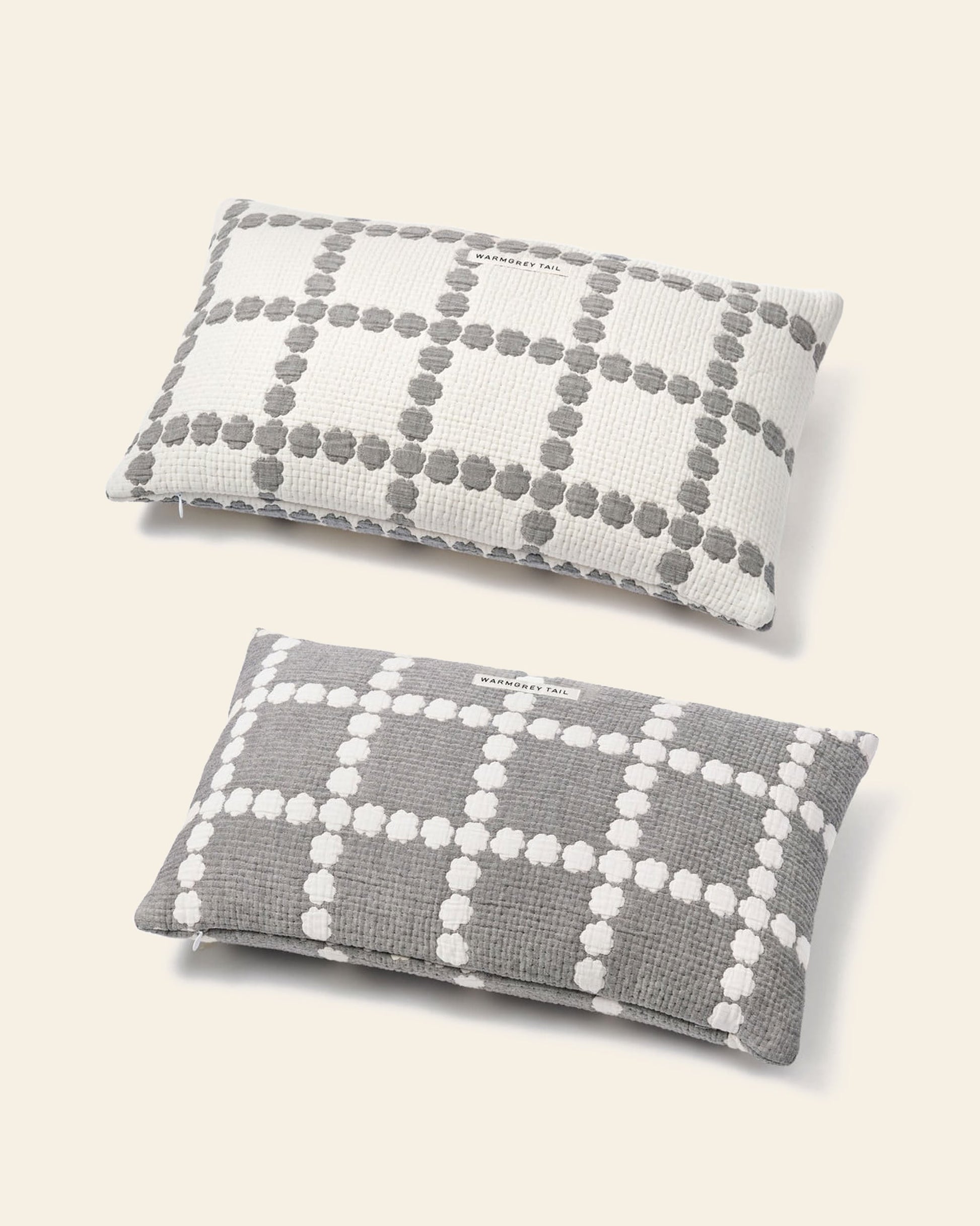 WARMGREY TAIL Blossom Check Cotton Modal Cushion & Pillow Case Warmgrey Base