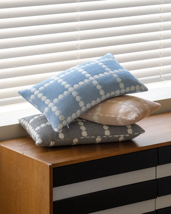 WARMGREY TAIL Blossom Check Cotton Modal Cushion & Pillow Case Warmgrey Base