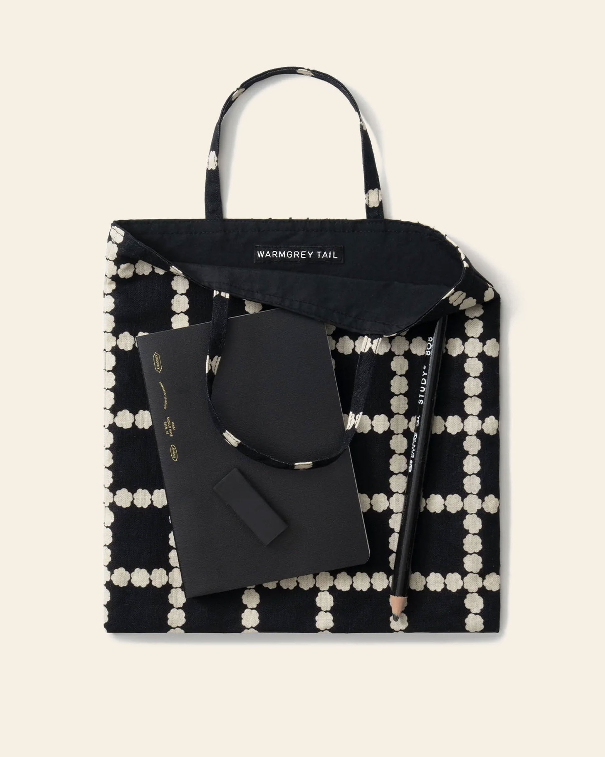 WARMGREY TAIL Blossom Check Mini Bag Black