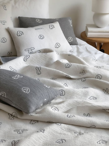 WARMGREY TAIL Bunny Bunny Cotton Modal Cushion & Pillow Case Warmgrey Base