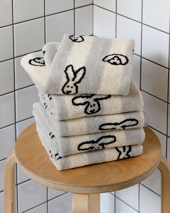 WARMGREY TAIL Bunny Bunny Face Towel Grey Stripe