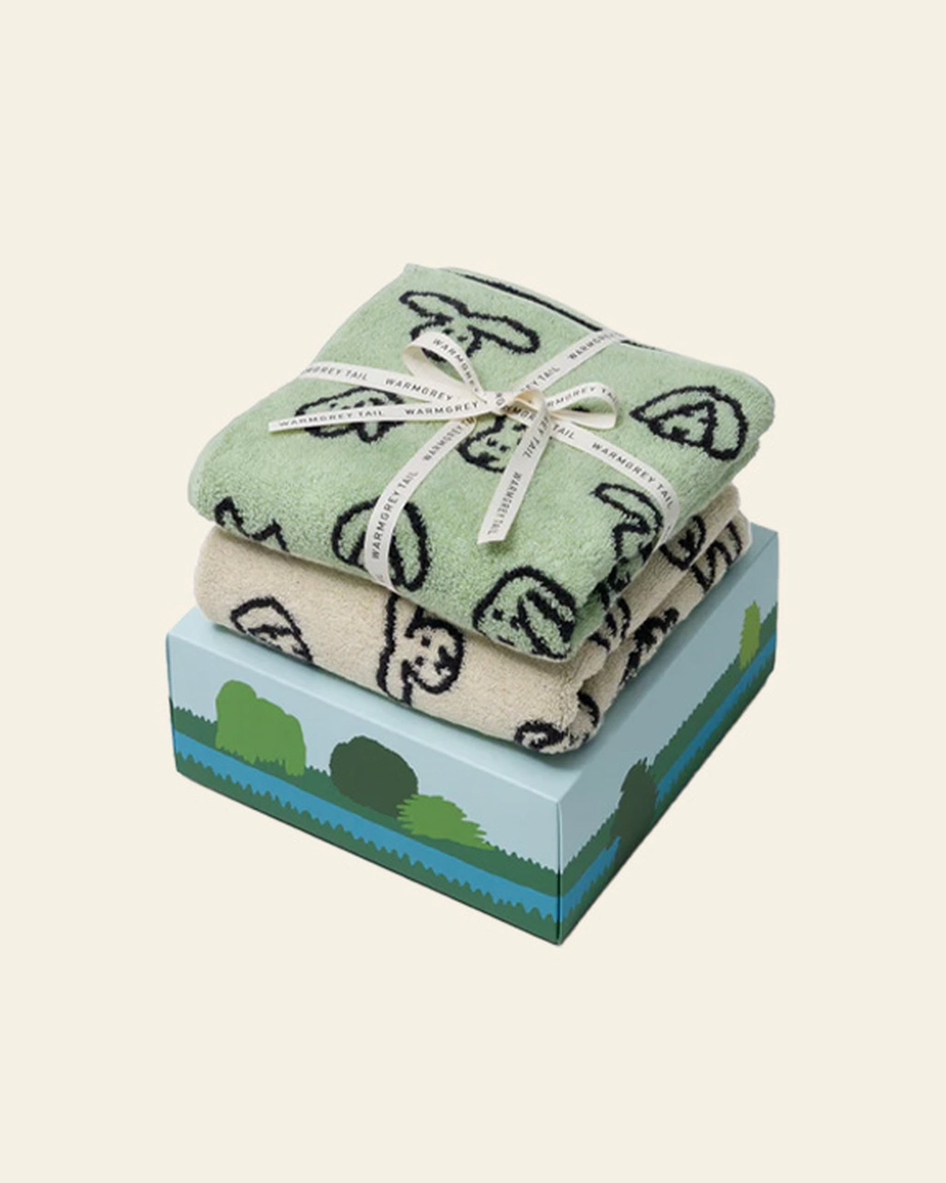 WARMGREY TAIL Bunny Bunny Face Towel Mint