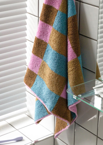 WARMGREY TAIL Check Face Towel Berry Choco