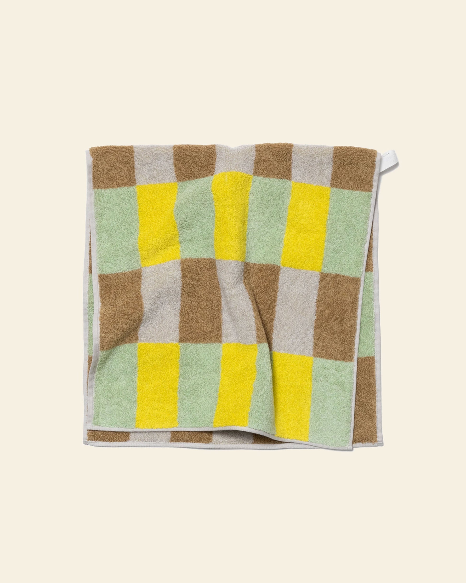 WARMGREY TAIL Check Face Towel Sand Yellow