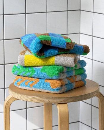 WARMGREY TAIL Check Face Towel Sand Yellow