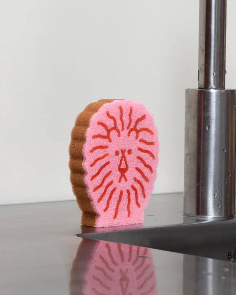 WARMGREY TAIL Lion Dish Sponge - Red