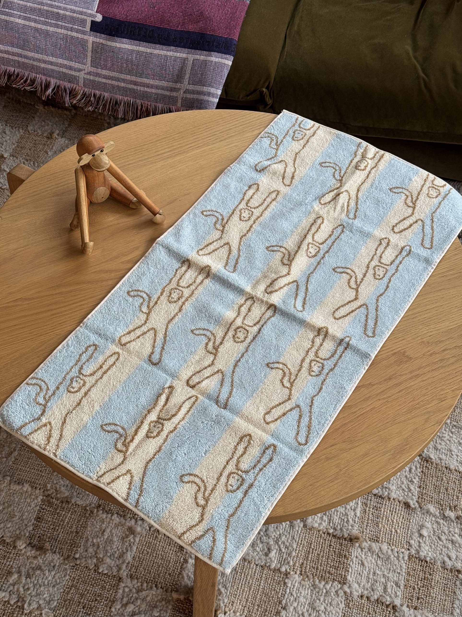 WARMGREY TAIL Monkey Face Towel Blue Stripe