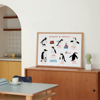 WARMGREY TAIL Penguins & Visitors Poster (30x40)