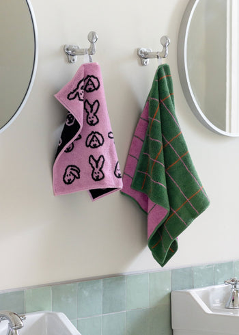 WARMGREY TAIL Tile Face Towel Deep Green