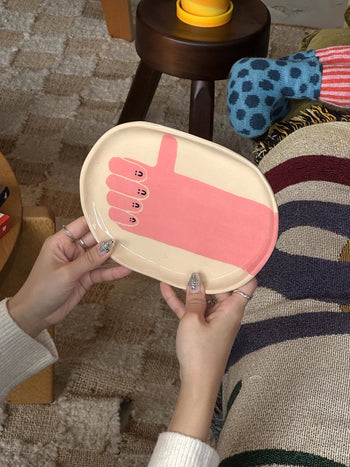 Wobbly Studio Happy Things Plate Happy Thumb Up