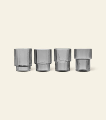 Ferm Living Ripple Glasses Set Of 4 Smoked Grey