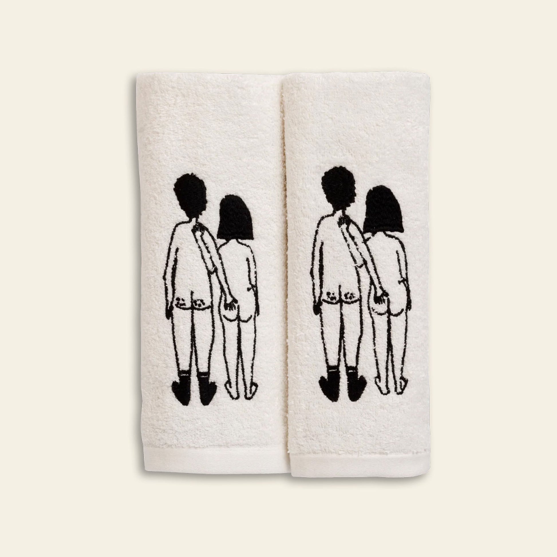helen b Naked Couple Back Guest Towel Set of 2