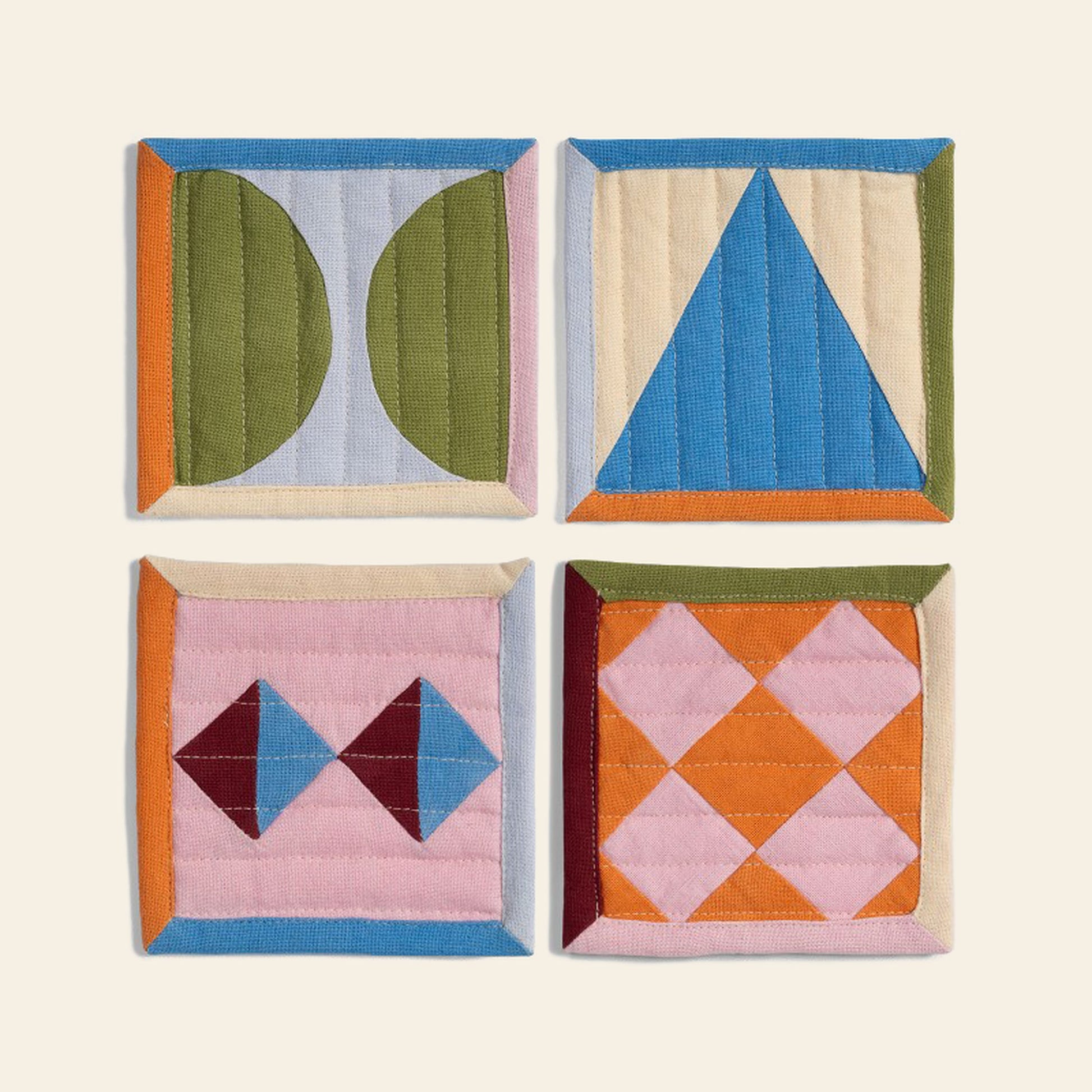 &klevering Stitch Coaster Set of 4 Multicolour