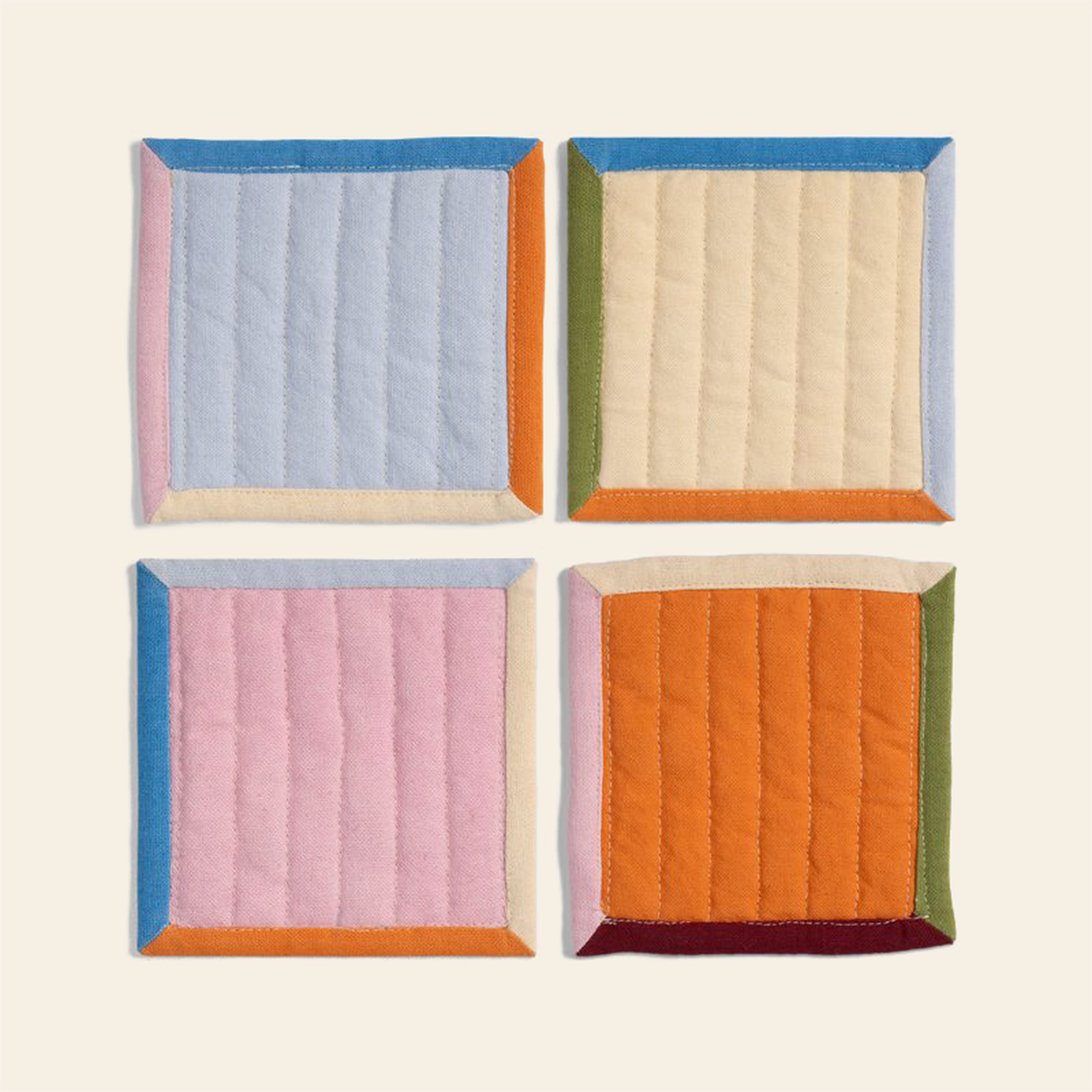 &klevering Stitch Coaster, Set of 4 - Multicolour