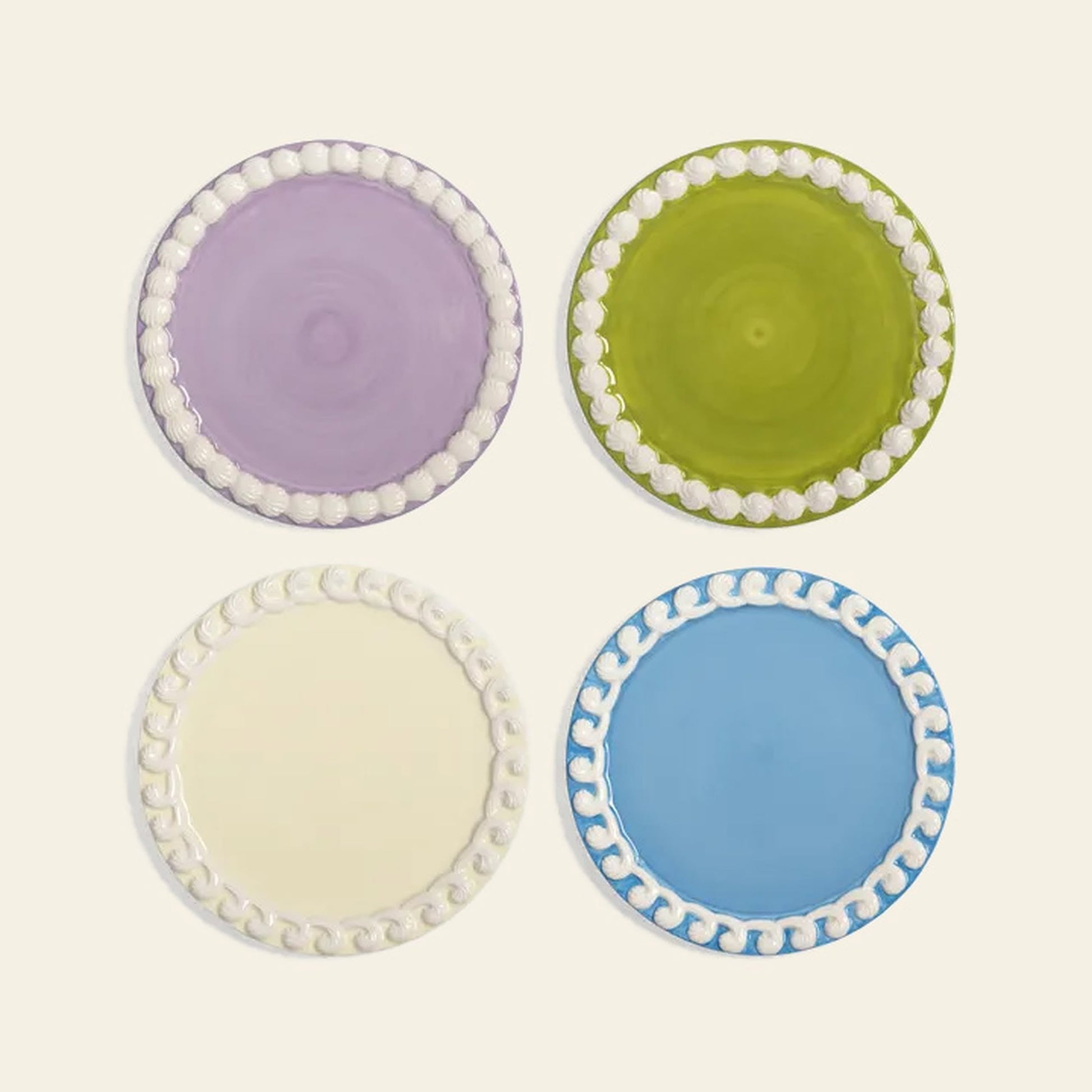 &klevering Whipped Plate #2 Set of 4 Multicolour